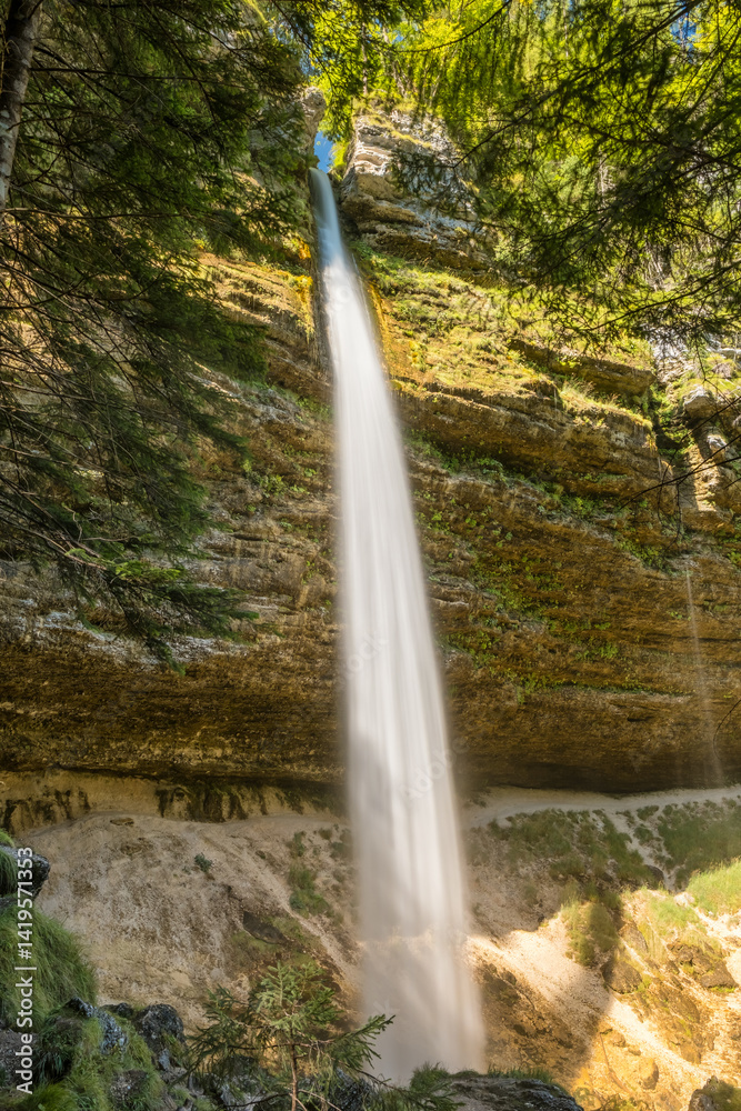 Beautiful view of the Pericnik waterfall in Triglav National Park, Slovenia