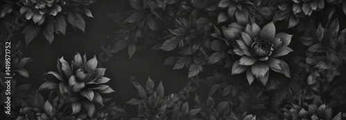 Wallpaper Mural Intricate charcoal floral wallpaper, abstract botanicals, leaves, seamless, grey Torontodigital.ca