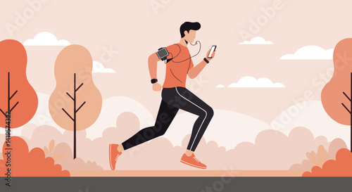 Man Running with Smartwatch