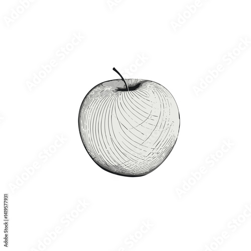 Stylized line art apple illustration for health and nutrition concepts