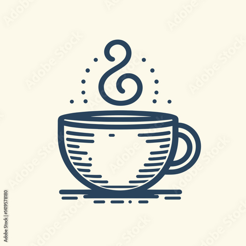 Minimalist steaming cup illustration for beverage and comfort concepts