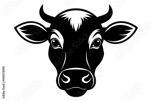 cow face silhouette black vector