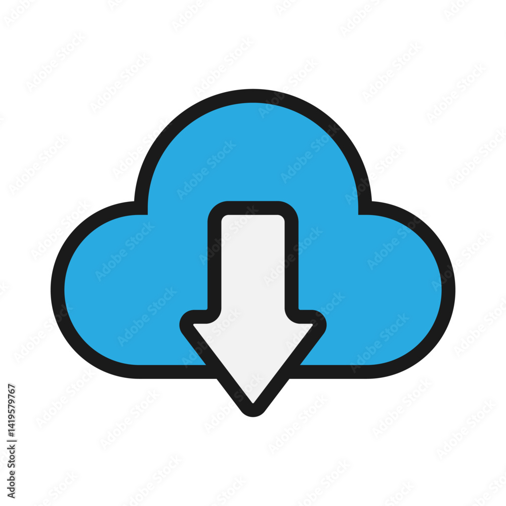 Simple download vector with solid line style. Minimalist and modern illustration design. Simple download vector with solid line style. Minimalist and modern illustration design.