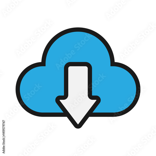 Simple download vector with solid line style. Minimalist and modern illustration design.