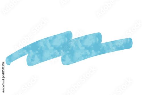 マーカーペンで描いたようなアンダーライン：ブルー　水彩風