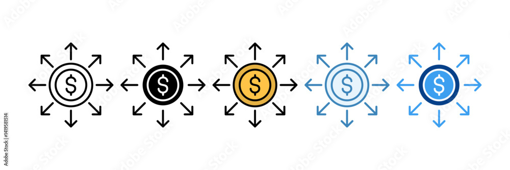 Investment Diversification Icon Set Multiple Style Collection Investment Diversification Icon Set Multiple Style Collection