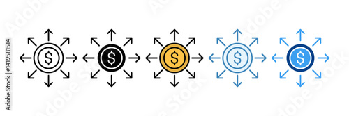 Investment Diversification  Icon Set Multiple Style Collection