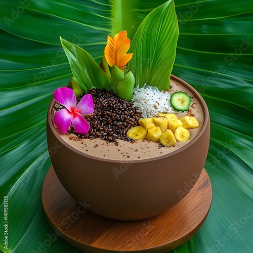 Obraz na płótnie A traditional Balinese black rice pudding, blending rich flavors. w salonie