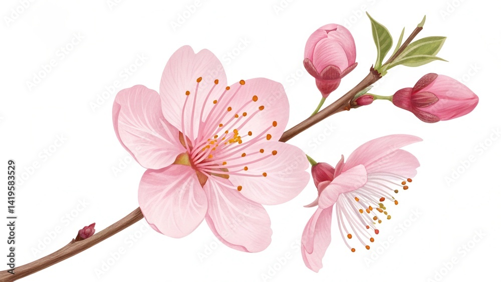 Obraz premium Cherry blossom isolated on white