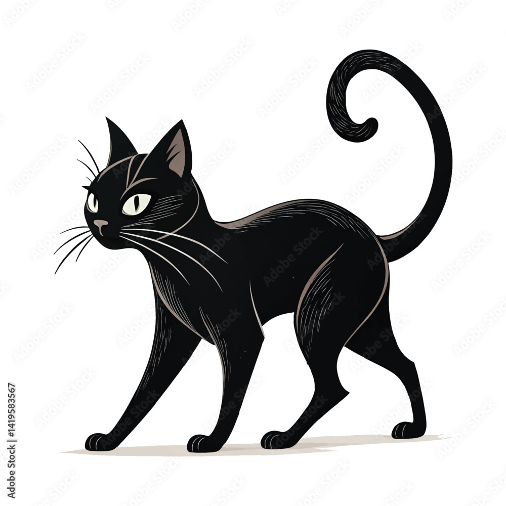 Mysterious Black Cat Silhouette: Vector Art for Halloween and More