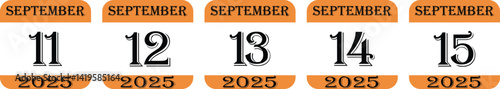 September calendar 2025 icon set.Calendar Event schedule date.calendar date icon on white background.Agenda plan, september month schedule calendar and Time planner.Meeting appointment time.
