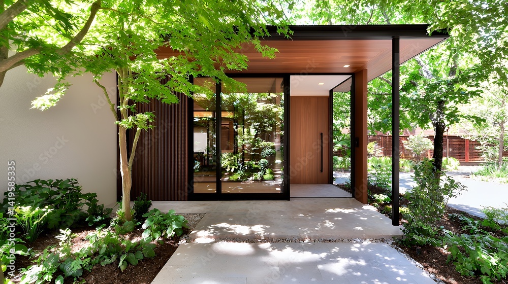 Modern entryway with courtyard contemporary house design Modern entryway with courtyard contemporary house design