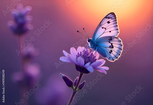 Wallpaper Mural an butterfly on purple flower Torontodigital.ca