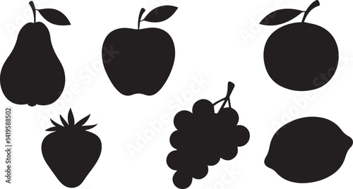 silhouette set of fruit vector