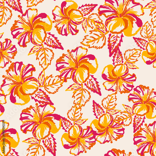 Fototapeta Naklejka Na Ścianę i Meble -  watercolor hand drawn seamless Abstract Brush Stroke colorful flowers Pattern
