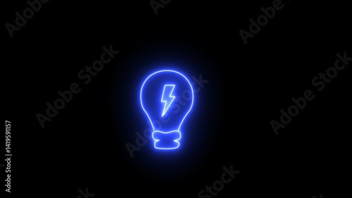 Glowing neon electric bulb icon image. neon line light icon illustration.