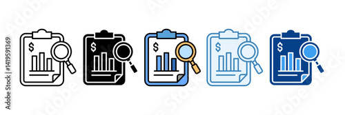 Financial Statement  Icon Set Multiple Style Collection