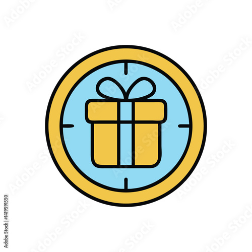 gift inside circle on white background