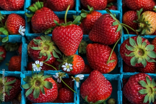 Background from freshly harvested strawberries, directly above