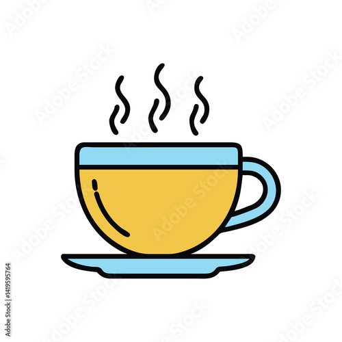 hot coffee tea cup on white background