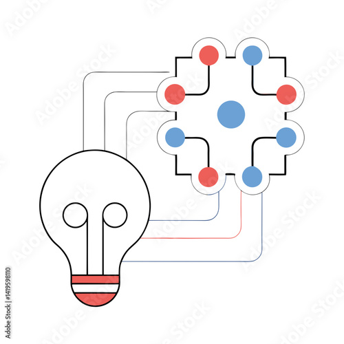 Innovative light bulb design with interconnected nodes, symbolizing creativity and technology. This represents fusion of ideas. Isolate on white background, commercial use