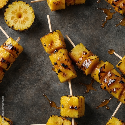 Juicy shish kebab skewers with meat and onion cook on a hot barbecue grill