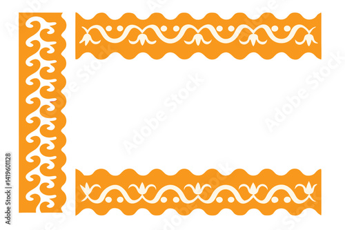 Orange Decorative Borders Wavy, Floral, and Swirl Design Elements for Crafts and Design Projects