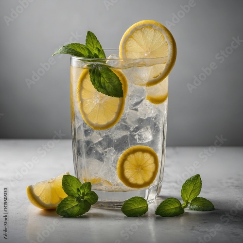 A refreshing mojito cocktail with fresh lime and mint, served cold in a glass with ice
