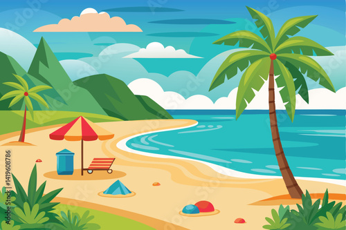 Palm Beach Vector Background