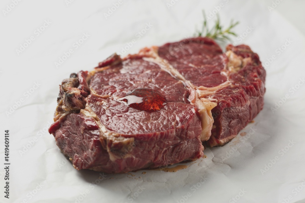 a fresh piece of meat, a large beef steak a fresh piece of meat, a large beef steak