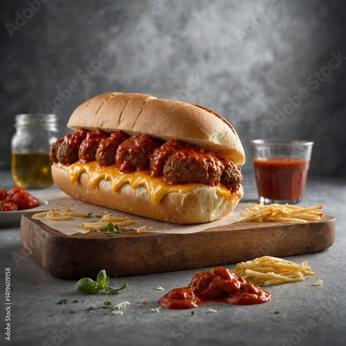 A delicious grilled hot dog sandwich with mustard is a fast food meal
