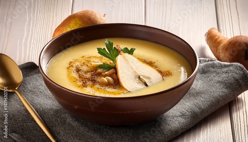 parsnip cream soup with pear and curry