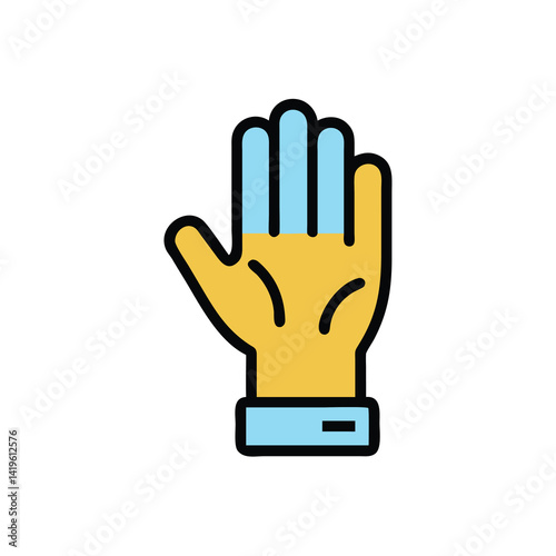 raised gloved hand ready clean on white background