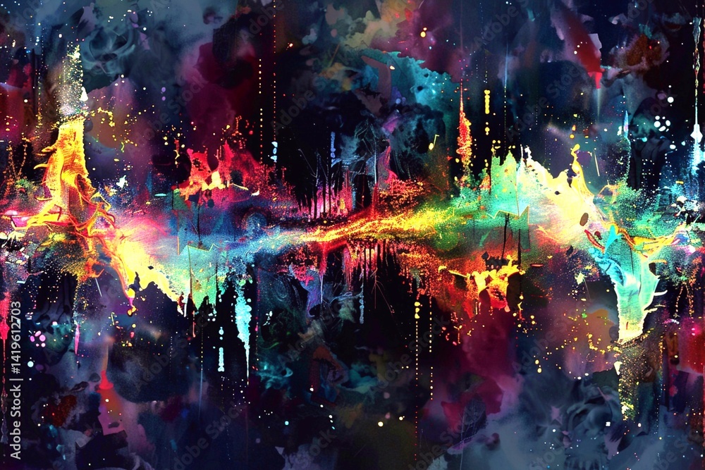 Fototapeta premium abstract colorful background with splashes and blots of watercolor paint. Generative AI