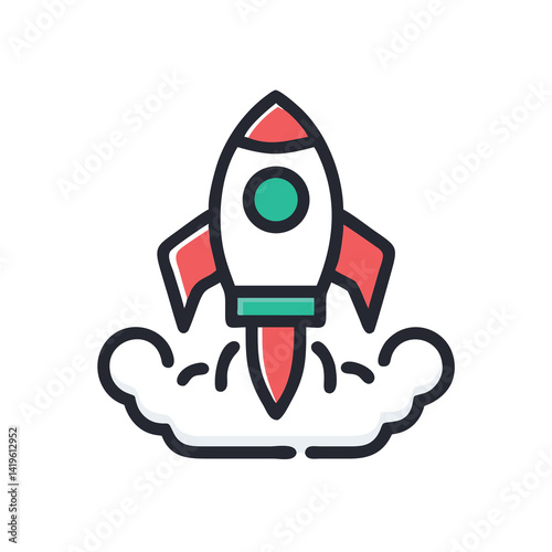 rocket launch campaign launch on white background