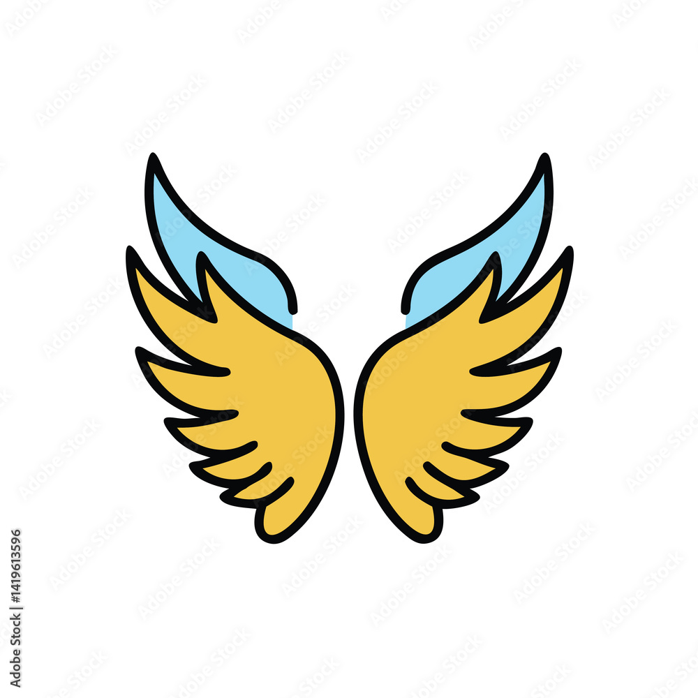 Obraz premium rounded wings pointed feathers on white background