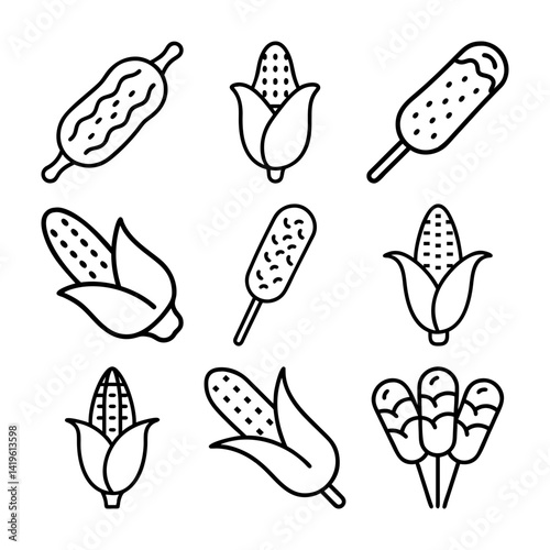 vector icon set of corn