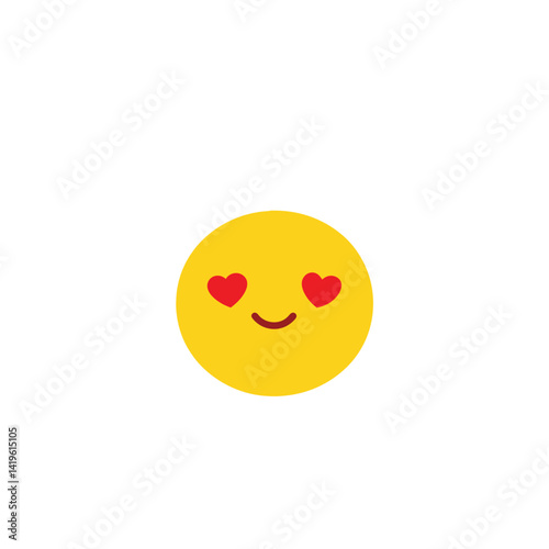 Adorable Yellow Smiley Face with Heart Eyes  Love Emoji Illustration