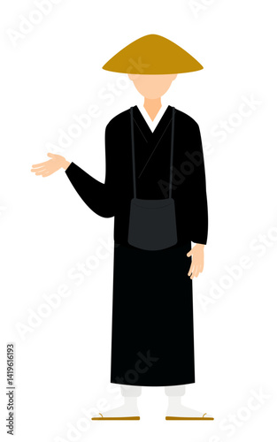 Simple illustration of a buddhist monk talking