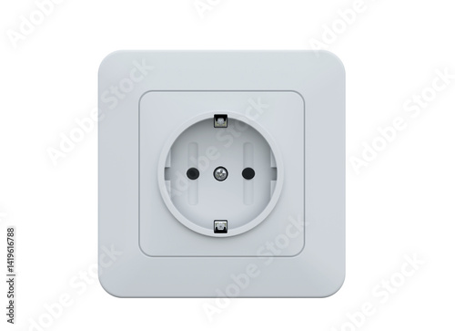 White electric outlet. European standard socket 220 volts. Isolated on a transparent background. 3d illustration.