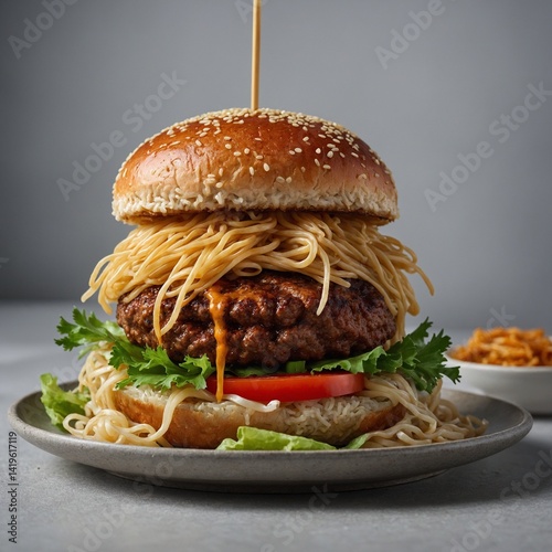 A juicy cheeseburger with beef, cheese, lettuce, and tomato on a bun is a classic fast food meal