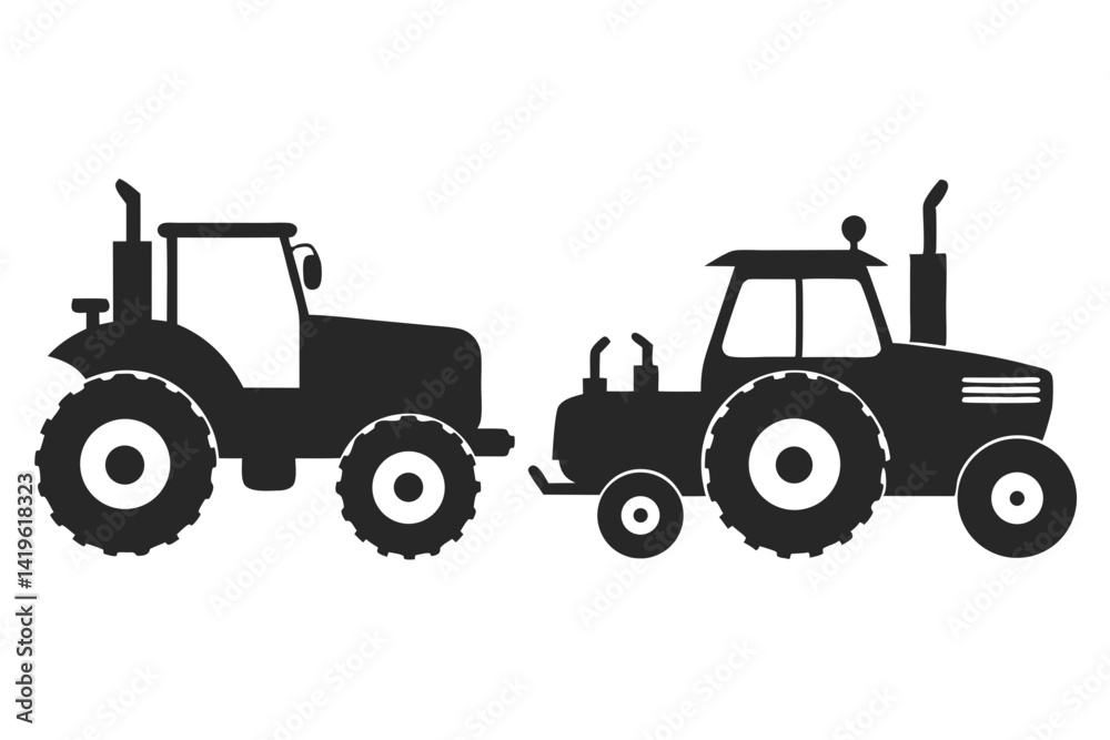 set of Tractor vector silhouette illustration isolated on white background set of Tractor vector silhouette illustration isolated on white background