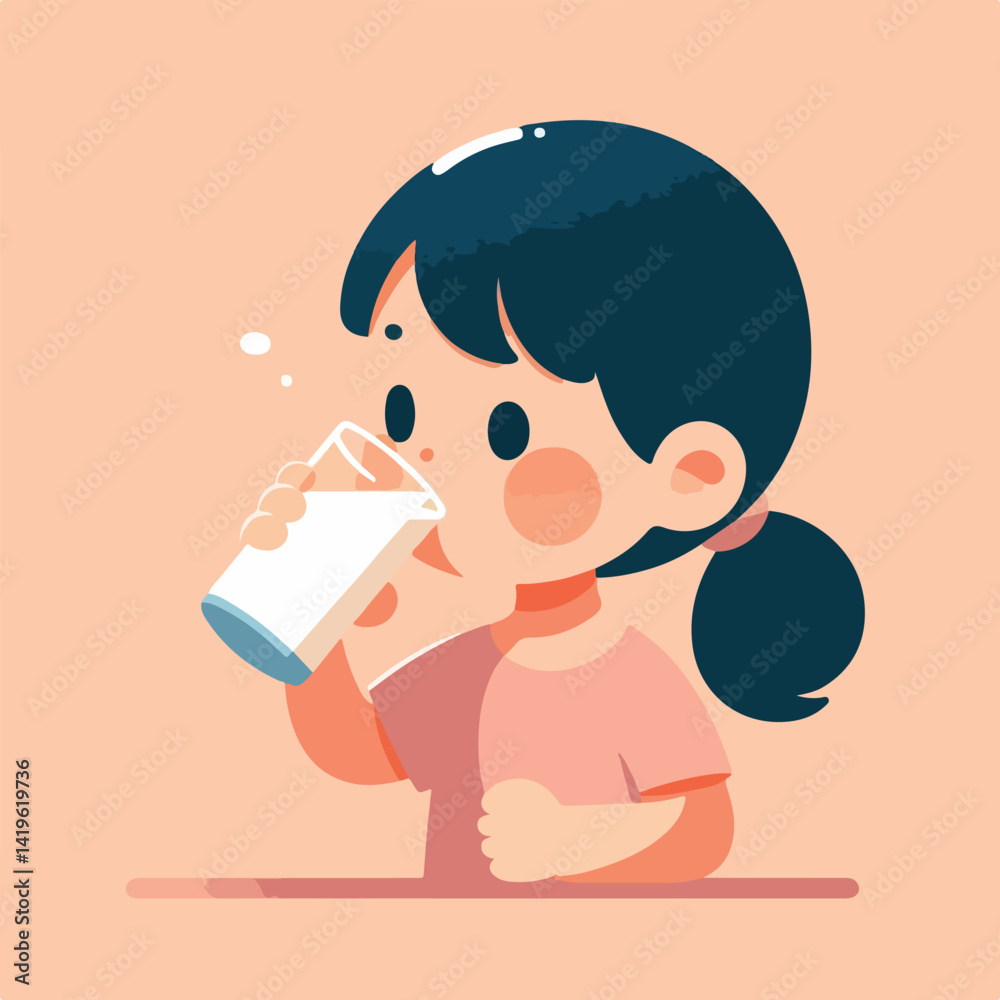 vector image of little children drinking milk vector image of little children drinking milk