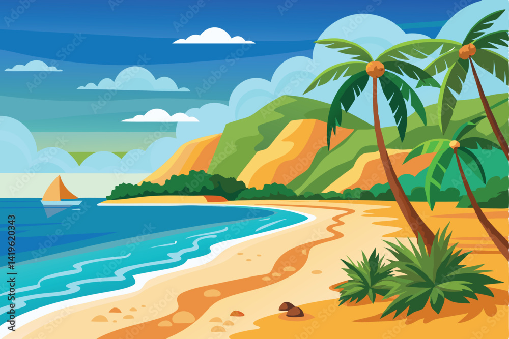 Obraz premium Blue Ocean Beach Vector