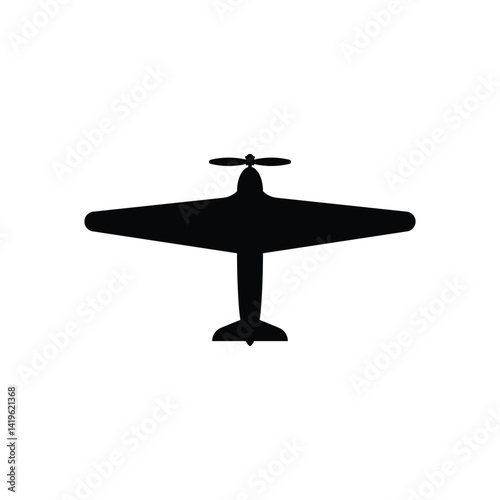 A minimalistic black silhouette of an airplane viewed from above. This clean and bold design captures the essence of flight and travel. Ideal for use in travel apps, airline branding, logistics, or gl