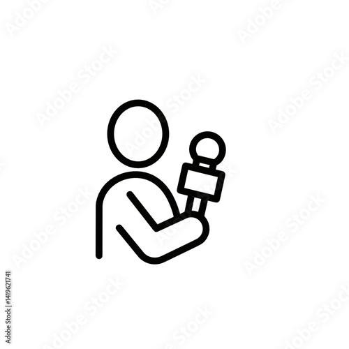 Journalist holding a microphone in a minimalistic style  