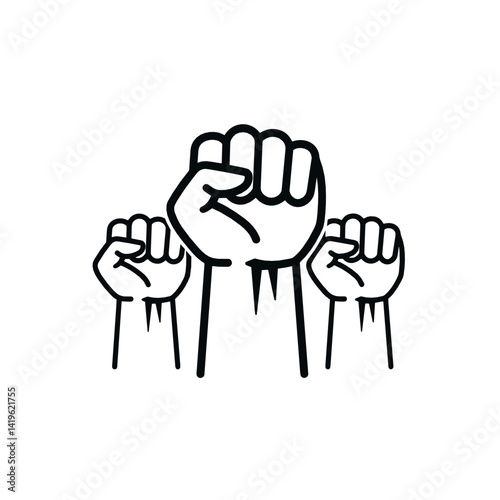 Fists raised solidarity voting democracy government icon  