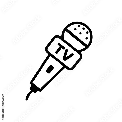 Microphone icon for TV journalism in black and white  