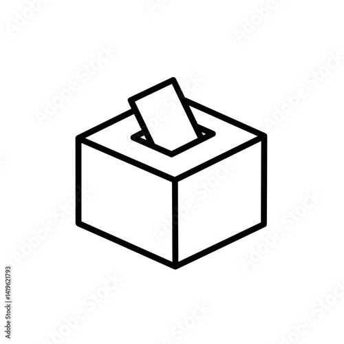 Ballot box icon representing elections and democracy in line art  