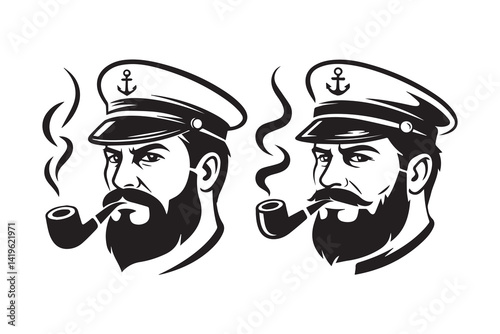 sailor captain black illustration vector